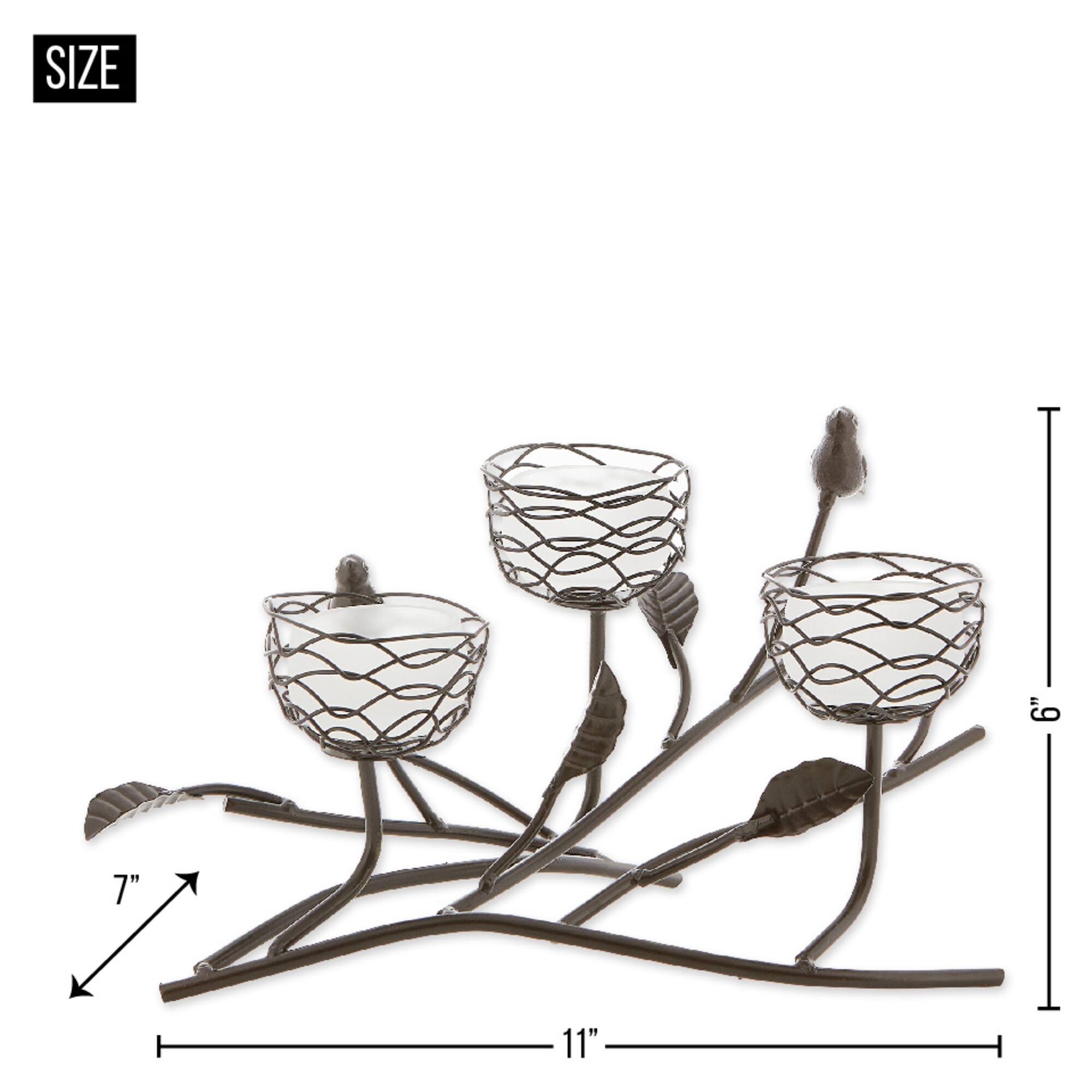 11" Triple Tealight Birdies Candle Holder